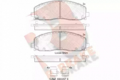 R BRAKE rb2054 -  Комплект тормозных колодок, дисковый тормоз